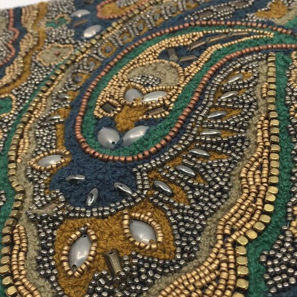 NWT Beaded Boho Paisley Embellished Clutch Pouch - Picture 13 of 15